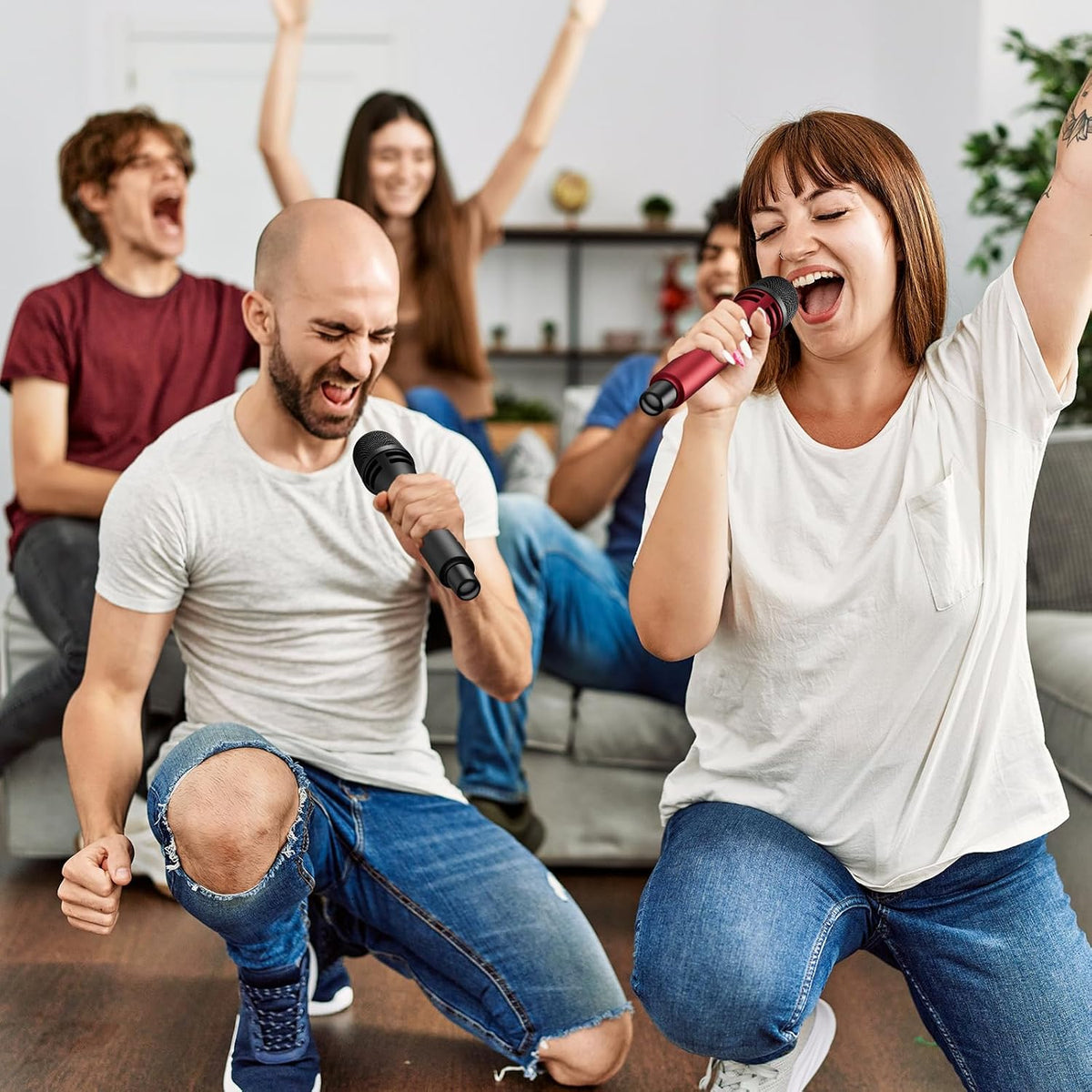 TONOR Micrófonos Inalámbricos, Sistema de Micrófono de Karaoke Dual...