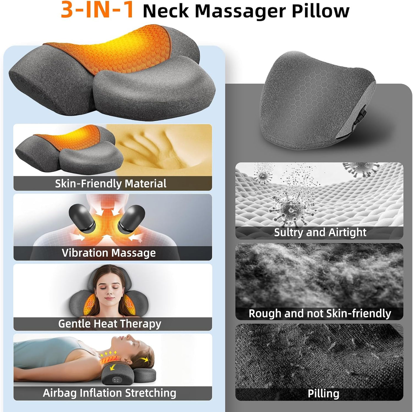 Upalled Almohada masajeadora de cuello con calefacción inalámbrica...