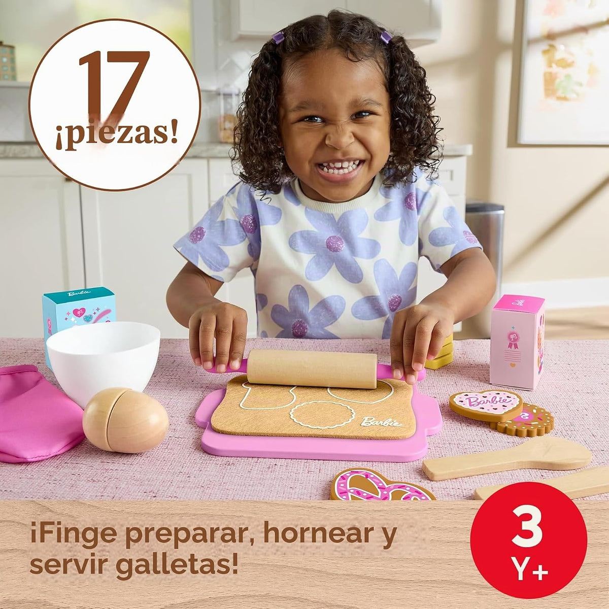 Fisher-Price Juego de hornear galletas Barbie de madera | 17 piezas...