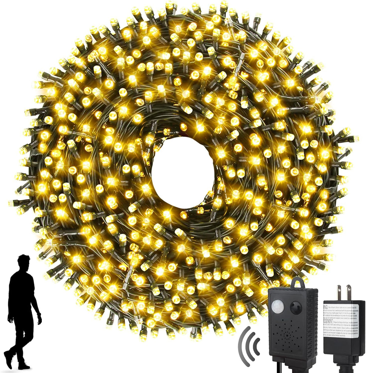 MZD8391 - Guirnalda de luces de Navidad con sensor de movimiento y...