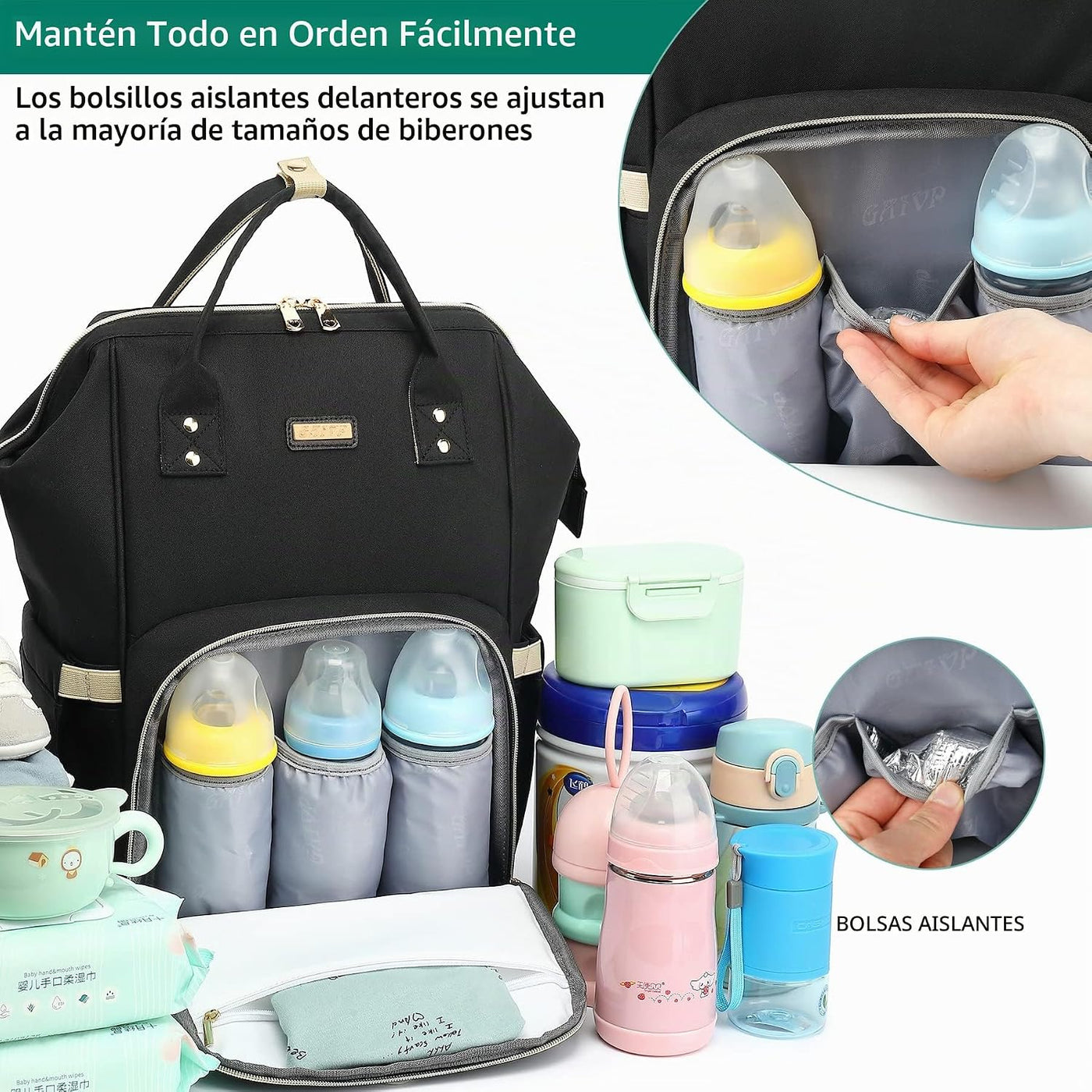 Bolsa de pañales, bolsas de pañales para bebés y niñas, bolsas de b...