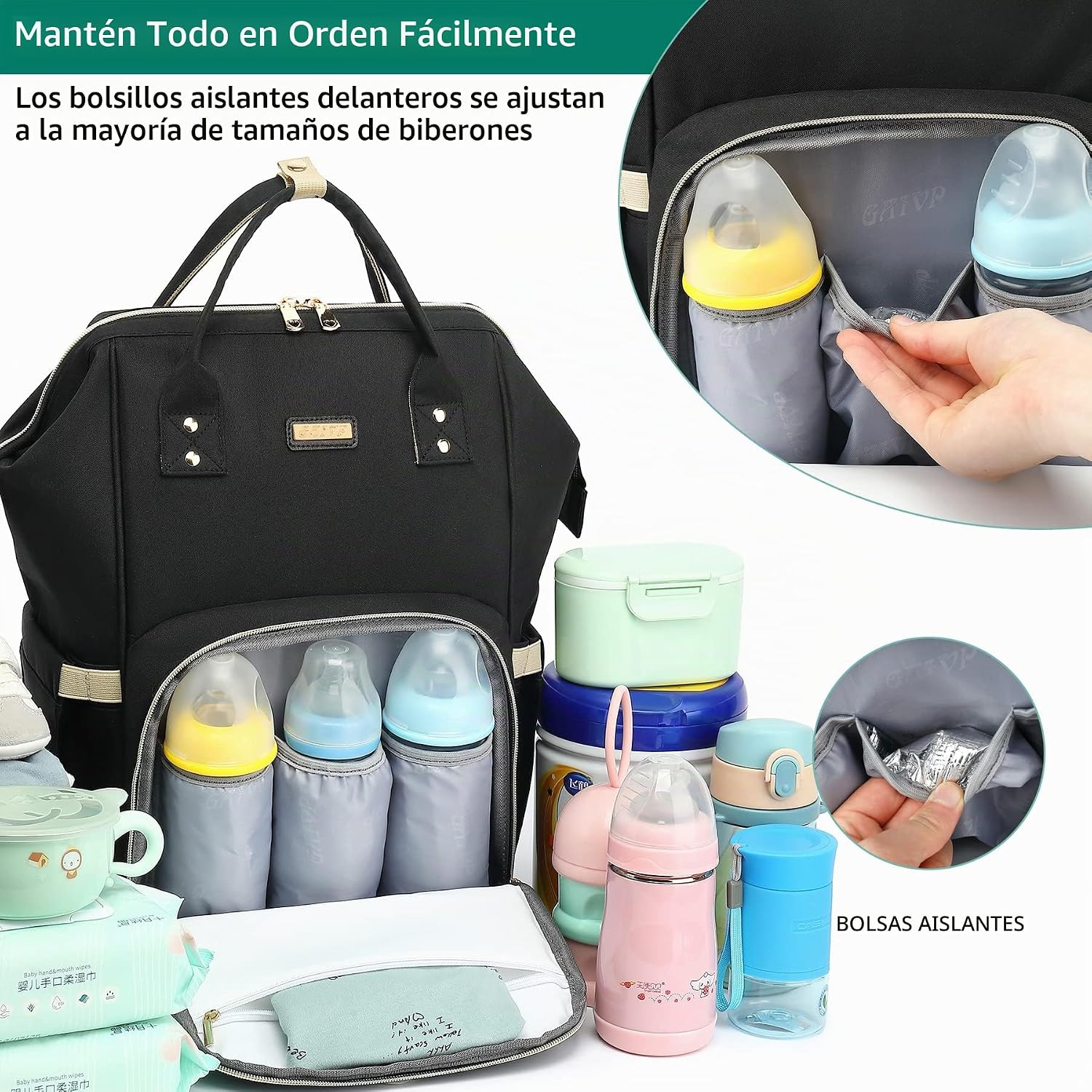 Bolsa de pañales, bolsas de pañales para bebés y niñas, bolsas de b...
