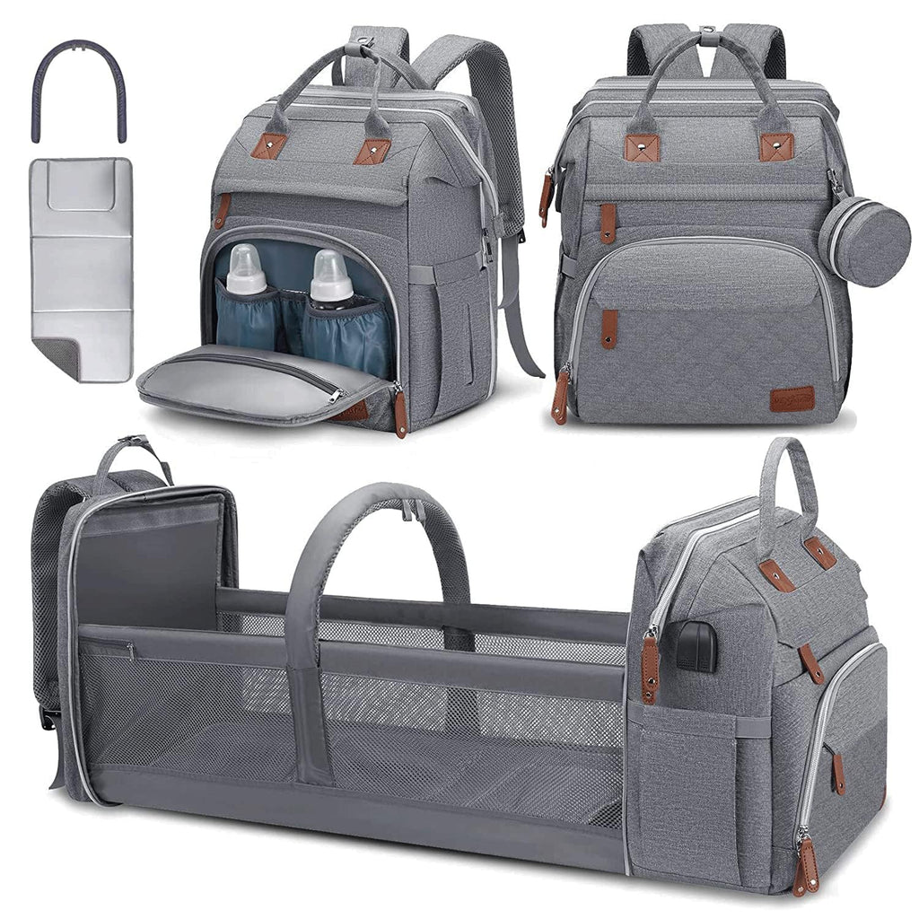 DerJunstar - Mochila para pañales con cambiador para bebés con cuna...