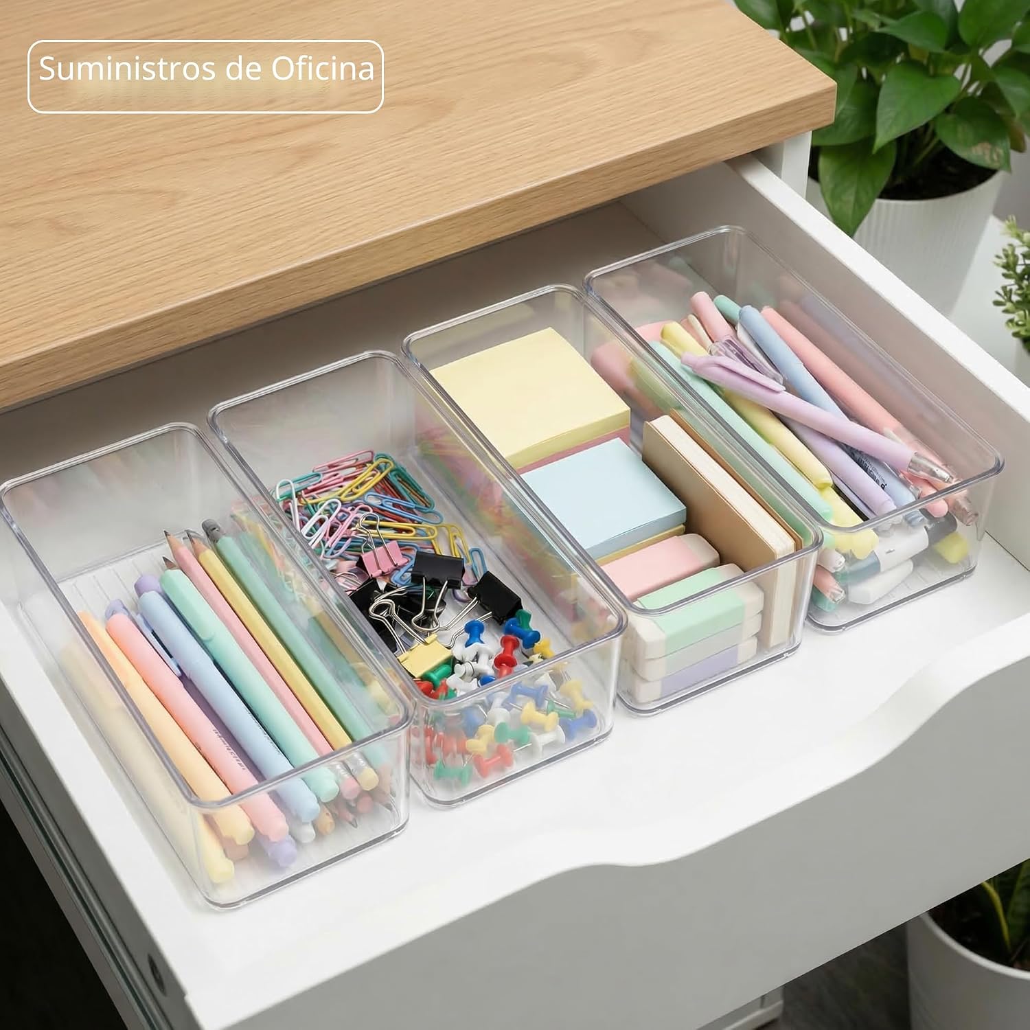 Qilinba Paquete de 8 contenedores organizadores transparentes, cont...