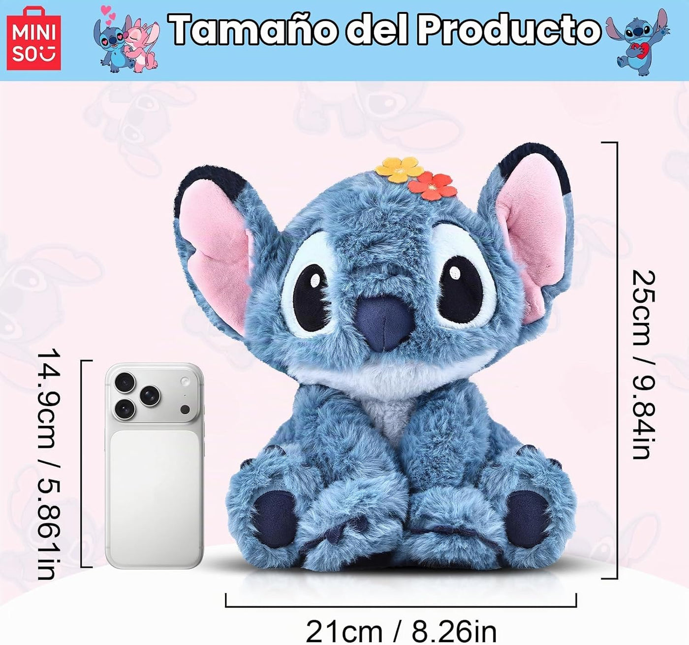 MINISO Disney Lilo &amp; Stitch - Juguete de peluche de 14 pulgadas...