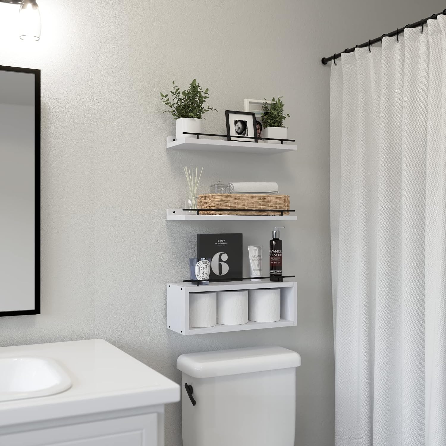 WOPITUES Estantes flotantes para pared con estante de cubo, estante...