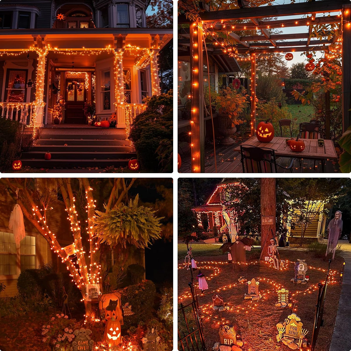 JMEXSUSS 400 luces LED naranjas para decoración de Halloween, enchu...