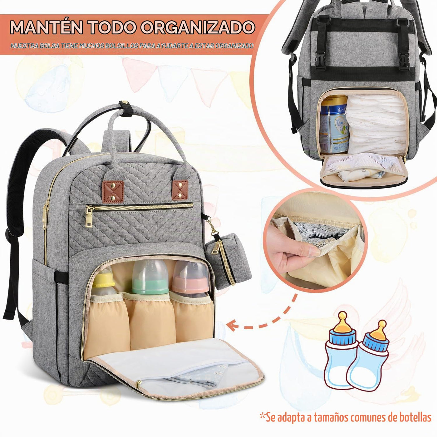 Tenot Mochila para pañales de bebé, bolsas de pañales de viaje para...
