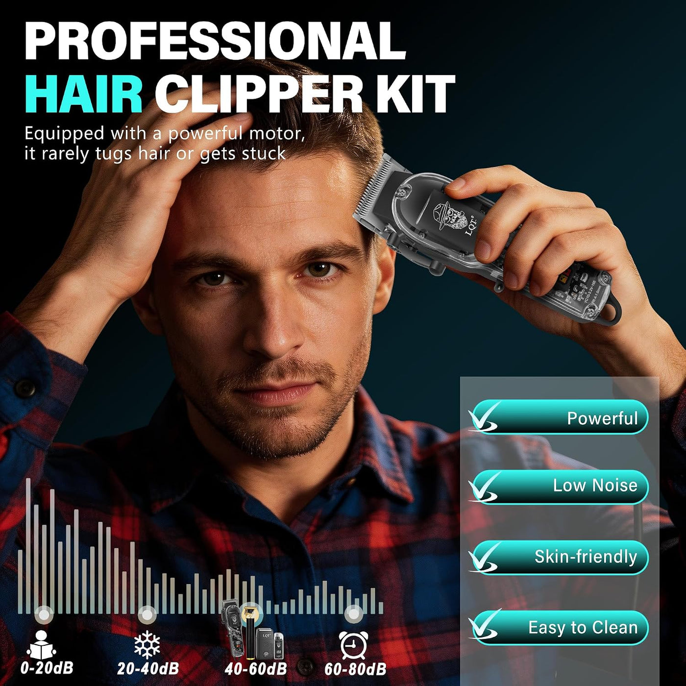 Cortapelos para hombres con pantalla LED, kit de aseo inalámbrico d...