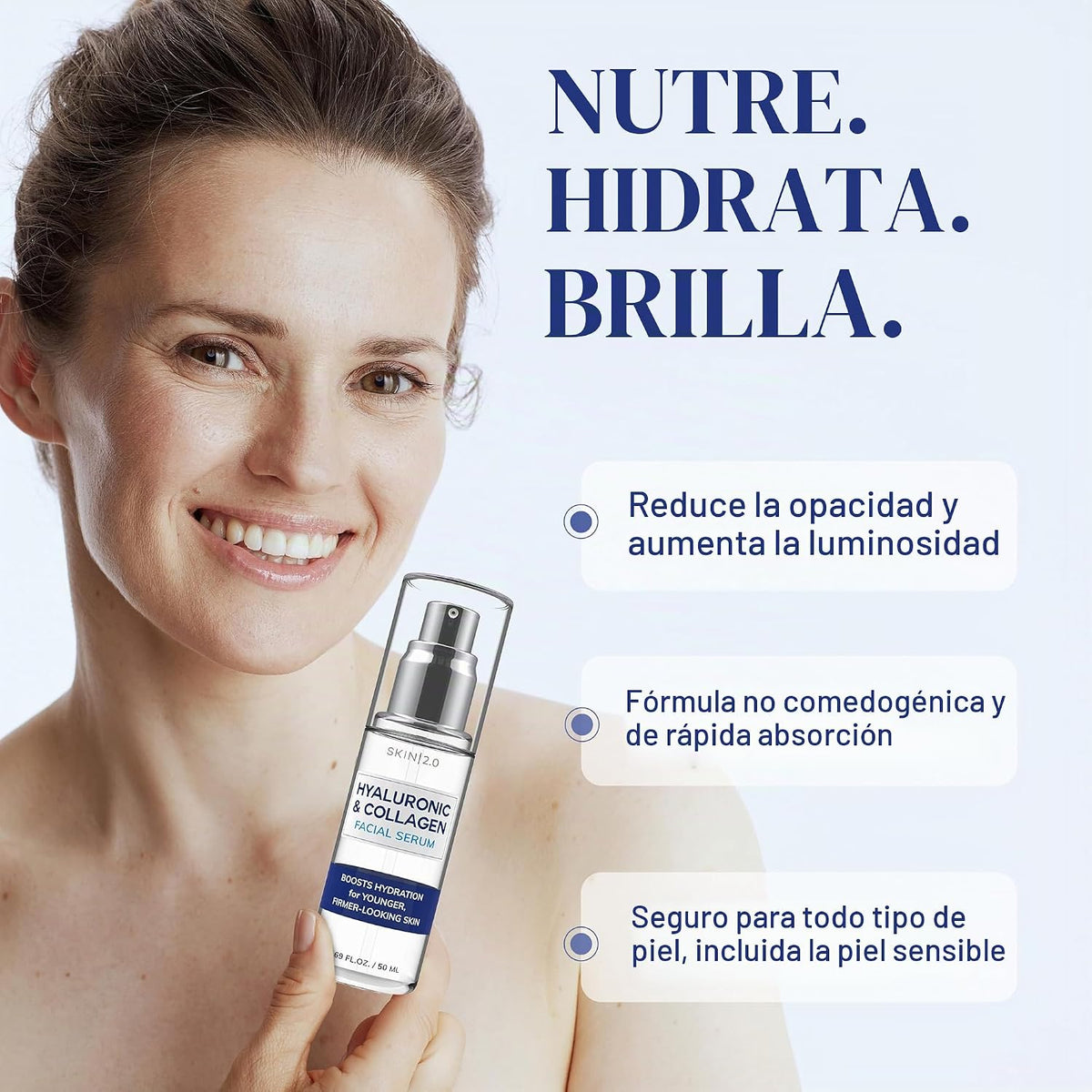 Skin 2.0 Suero Facial de Ácido Hialurónico y Colágeno - Probado por...
