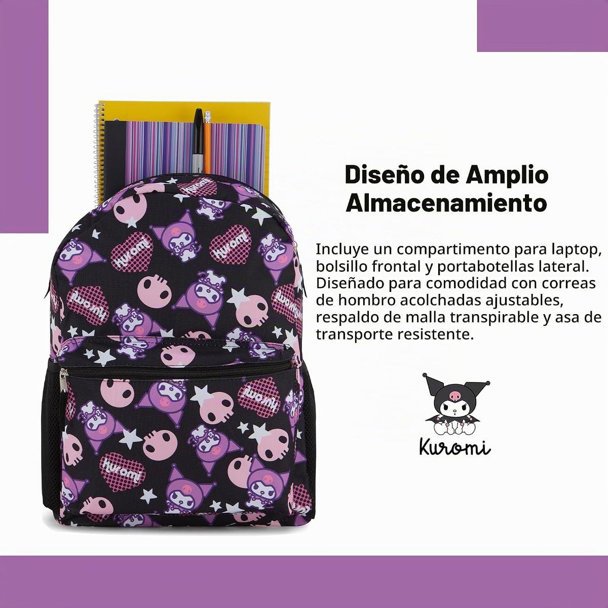 Mochila escolar completa Hello Kitty - My Melody, Kuromi, Keroppi,...