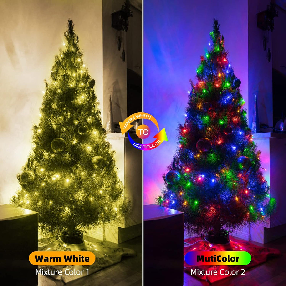 Chuya Luces de Navidad para interiores y exteriores, luces de árbol...