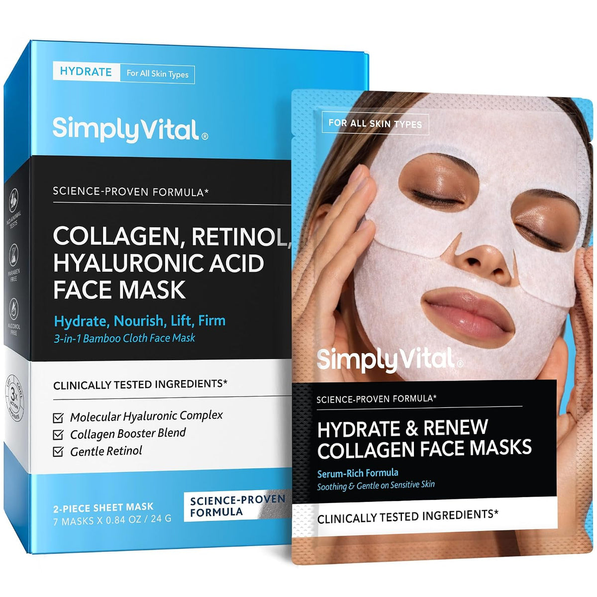 Máscara facial de colágeno - Retinol ácido hialurónico máscara hidr...