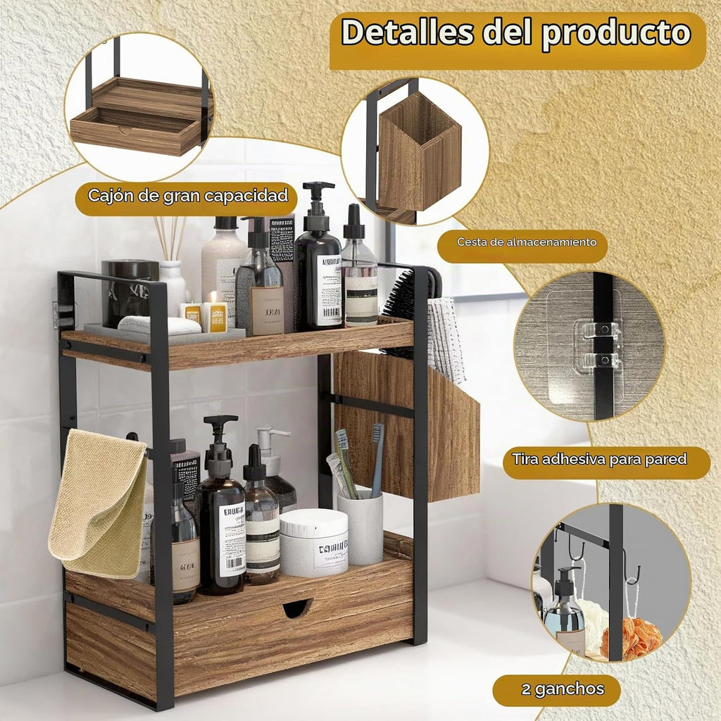 Organizador de encimera de baño con 2 cansancios, organizador de en...