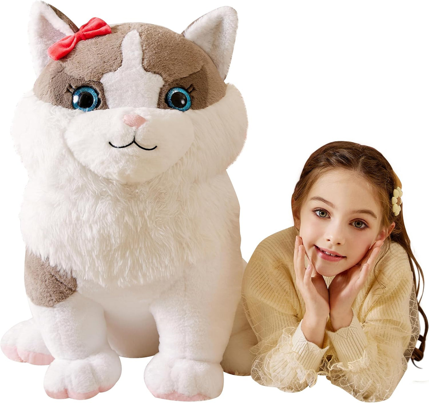 Tumyay Ragdoll gigante de peluche de gato suave, juguetes grandes J...
