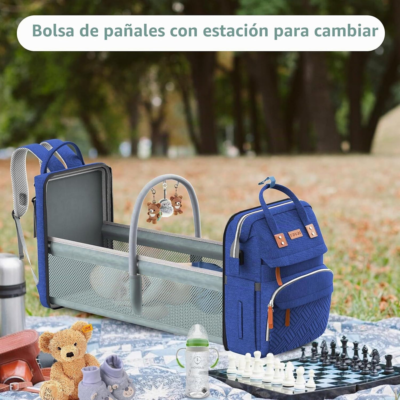 ISMGN - Mochila para pañales con cambiador, bolsa de bebé para mamá...