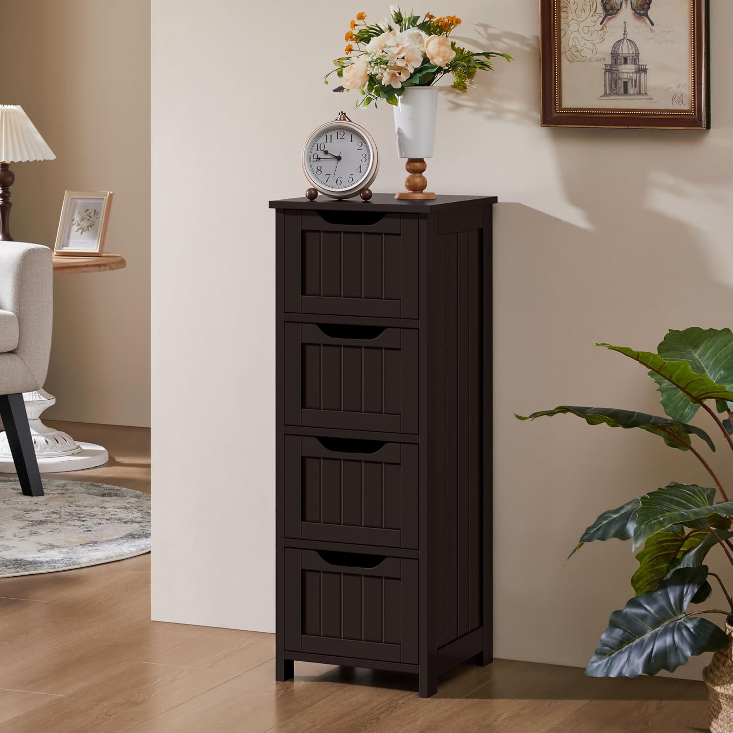 Yaheetech Gabinete de almacenamiento para baño, diseño delgado de 4...