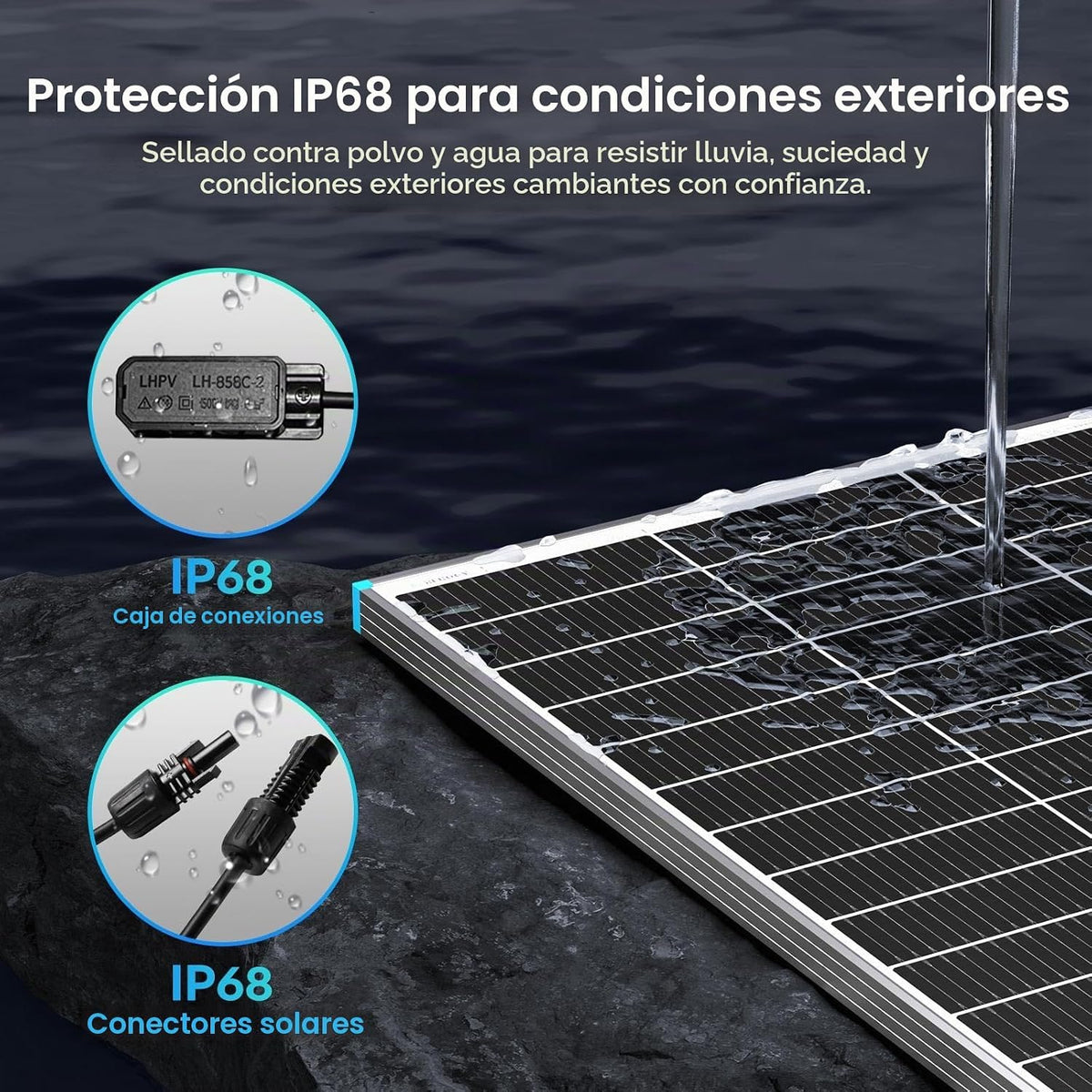 Renogy Panel solar bifacial 100W tipo N, 16BB 25% de alta eficienci...