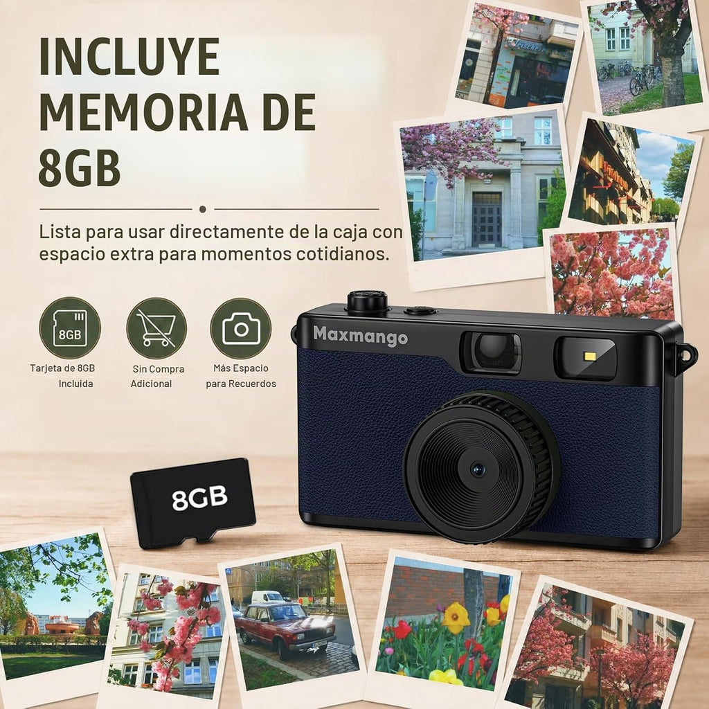 Maxmango Cámara digital vintage D53 - Cámara digital retro de 12 MP...