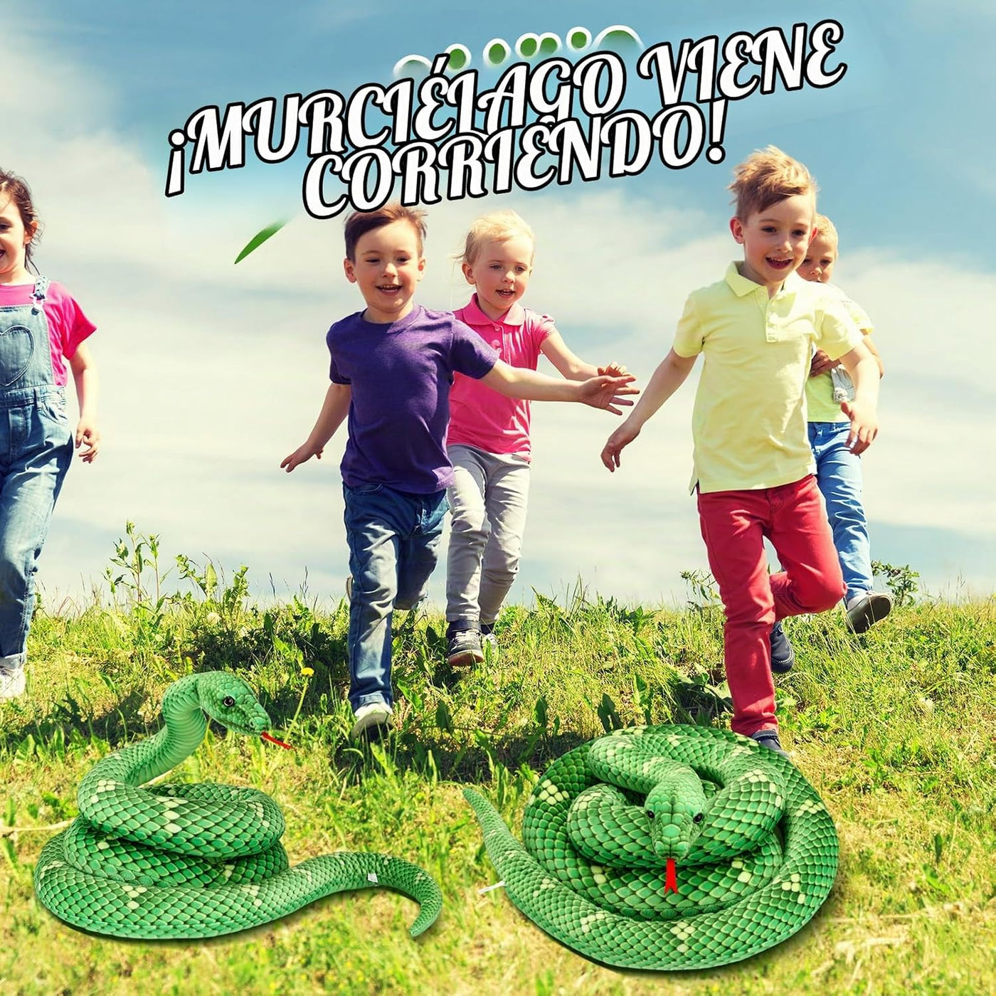 Hiboom Peluche de serpiente gigante de 110 pulgadas (verde) | Anima...