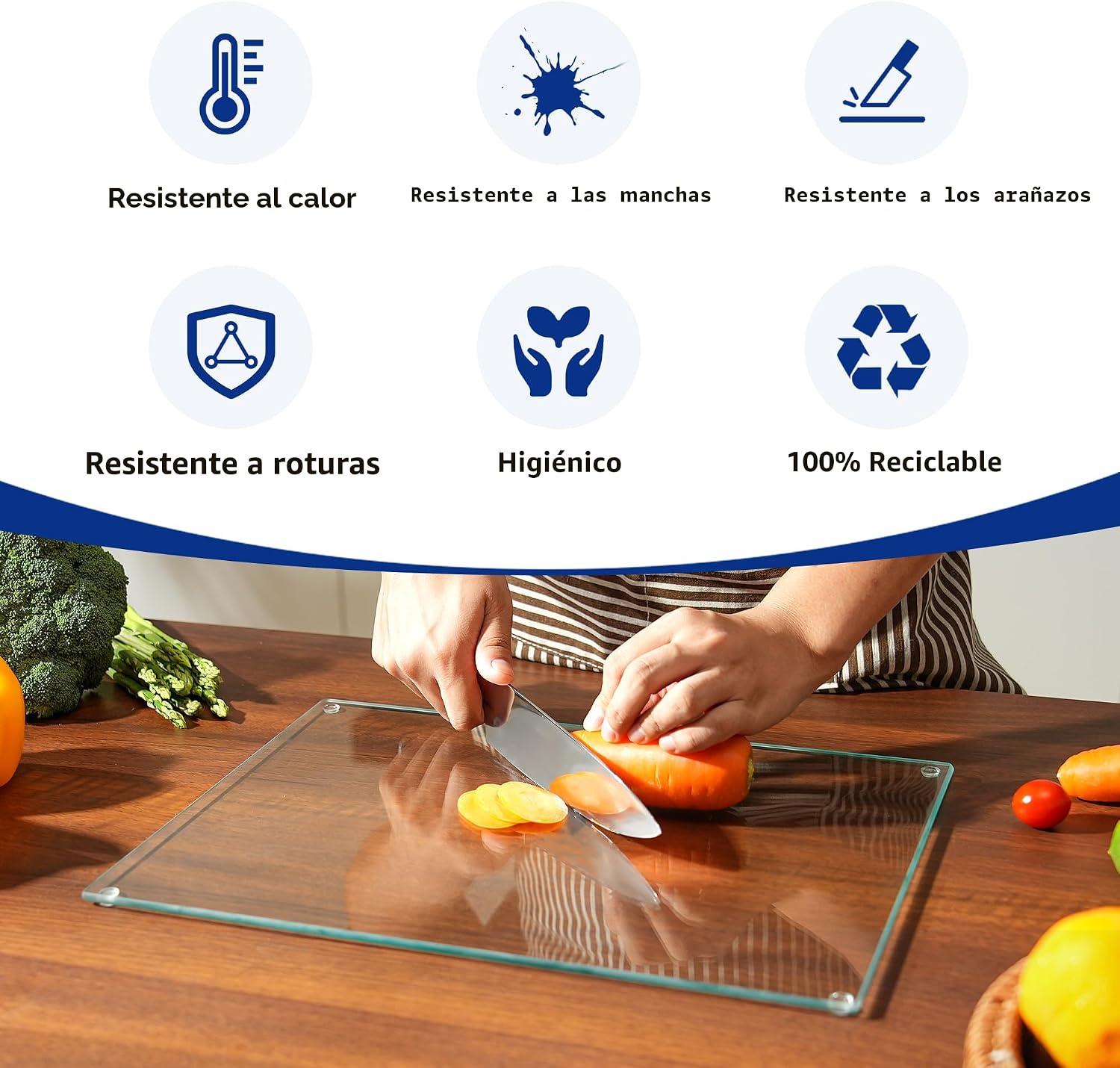 Tabla de cortar de vidrio Kitchenville de 20"x16": Protecto...