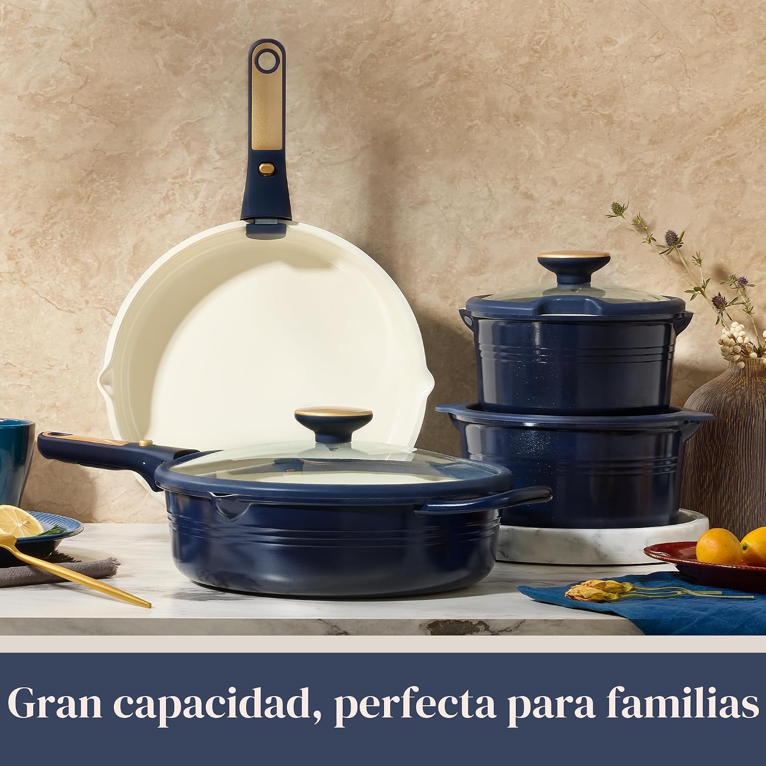 CAROTE Juego de 21 utensilios de cocina de titanio, juego de ollas...