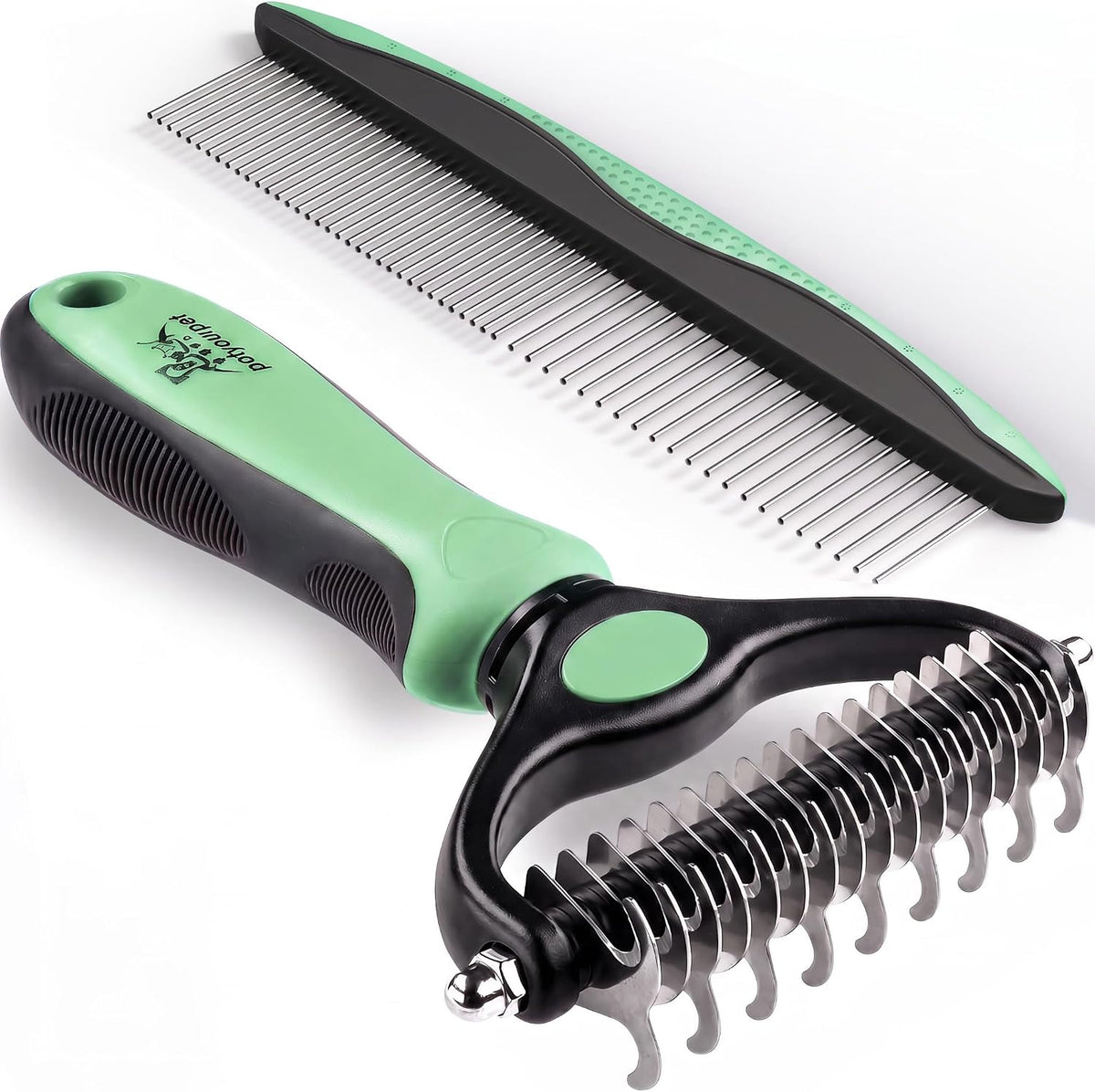 Pat Your Pet Combo de cepillo de deshedding y peine de metal para g...