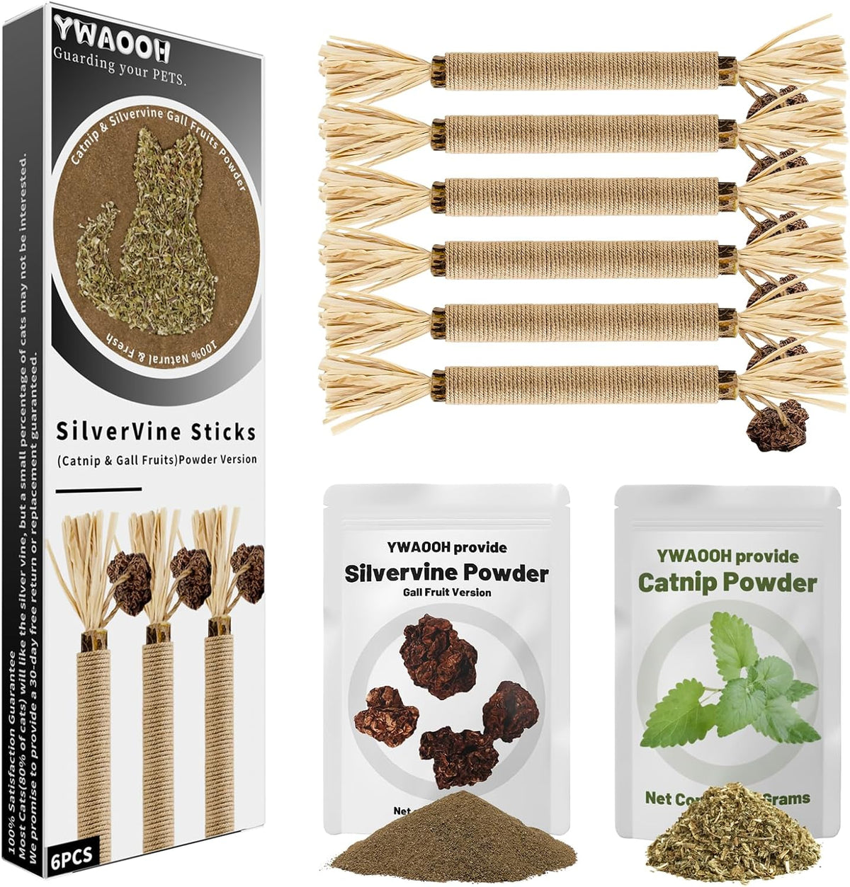 YWAOOH Juguetes para gatos | 6 palitos masticables de matatabi y 1...