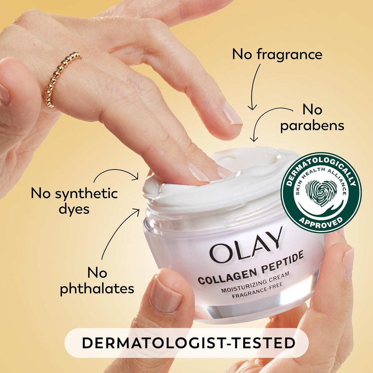 Olay Hidratante facial con péptido de colágeno, crema reafirmante p...