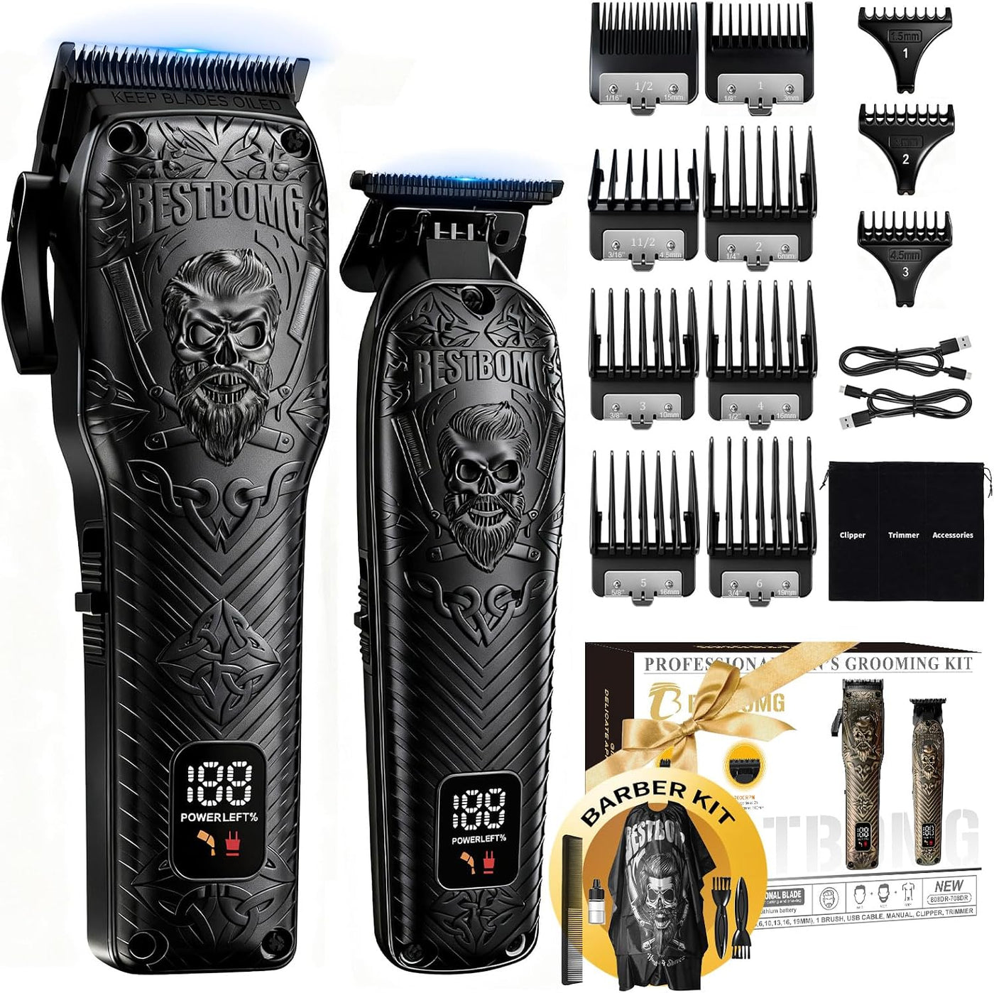 BESTBOMG Kits y juegos de cortapelos profesionales inalámbricos par...