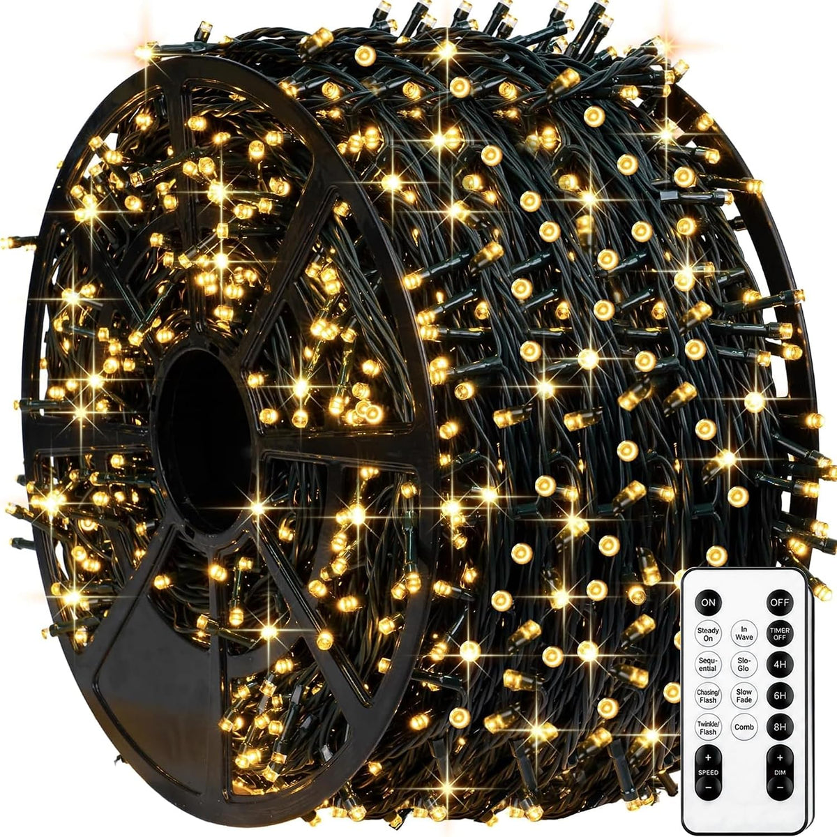 TW SHINE Luces de Navidad, 1000 luces LED de 328 pies para árbol de...