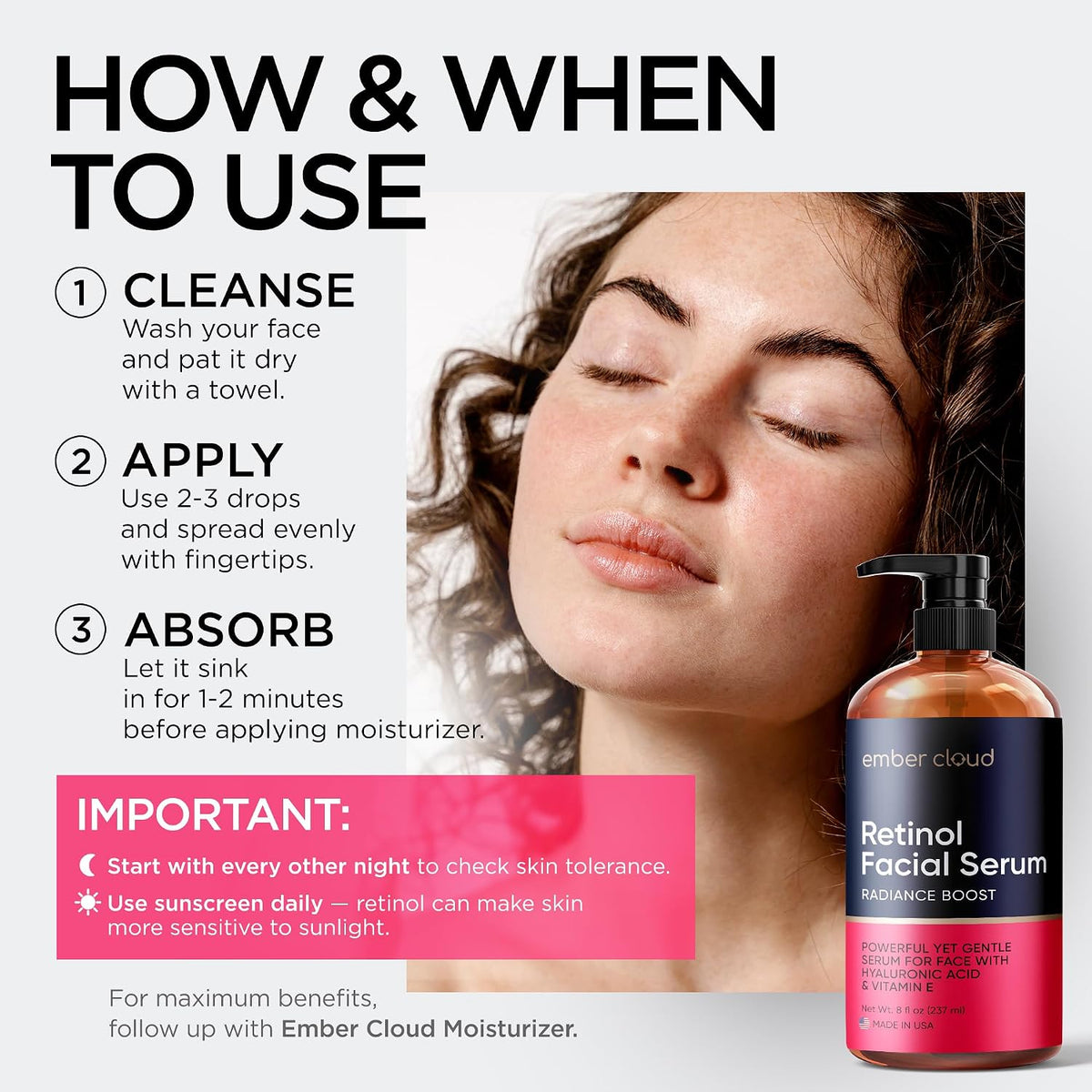 Ember Cloud - Suero de retinol para rostro con ácido hialurónico y...