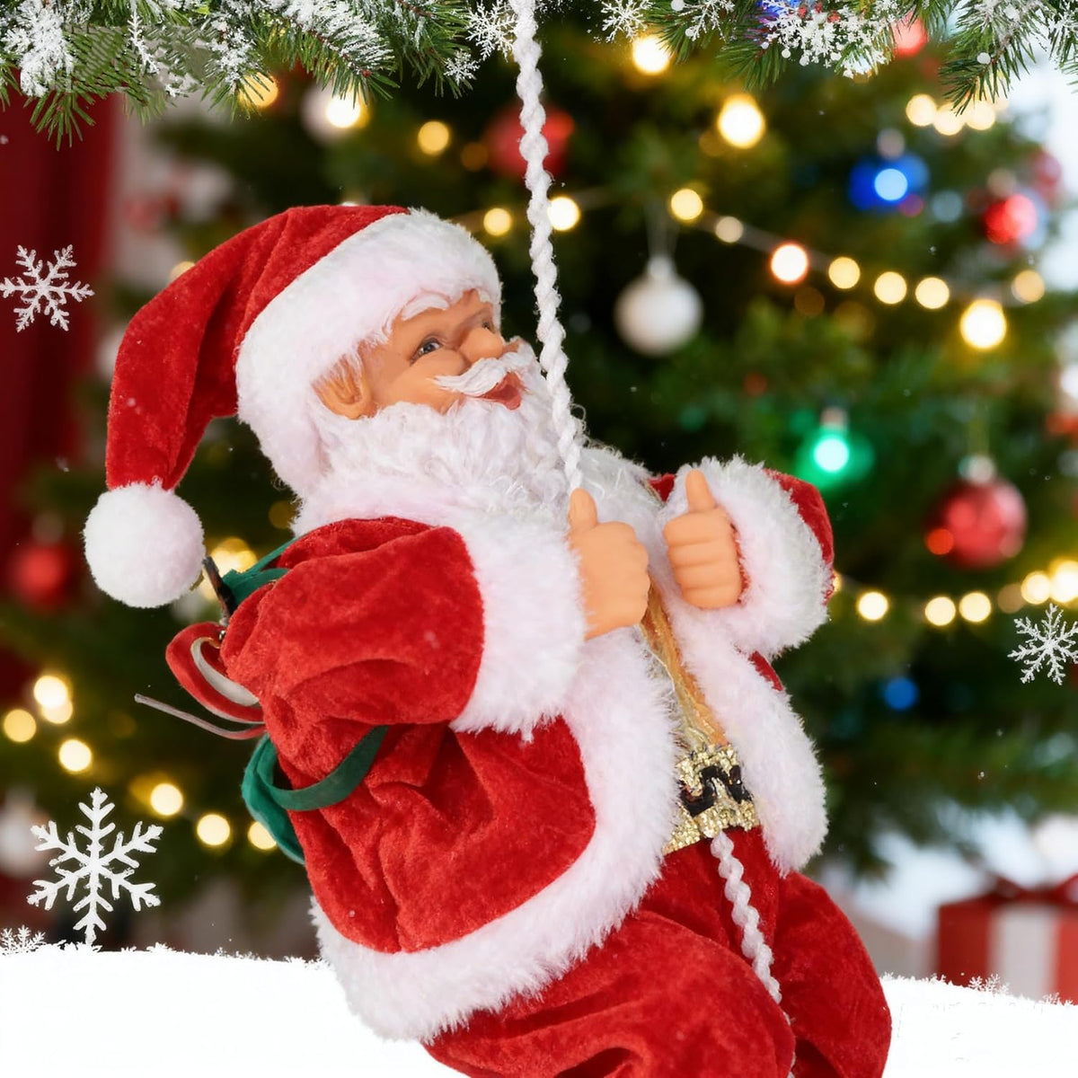 Colgante de árbol de Navidad musical de Papá Noel eléctrico para es...