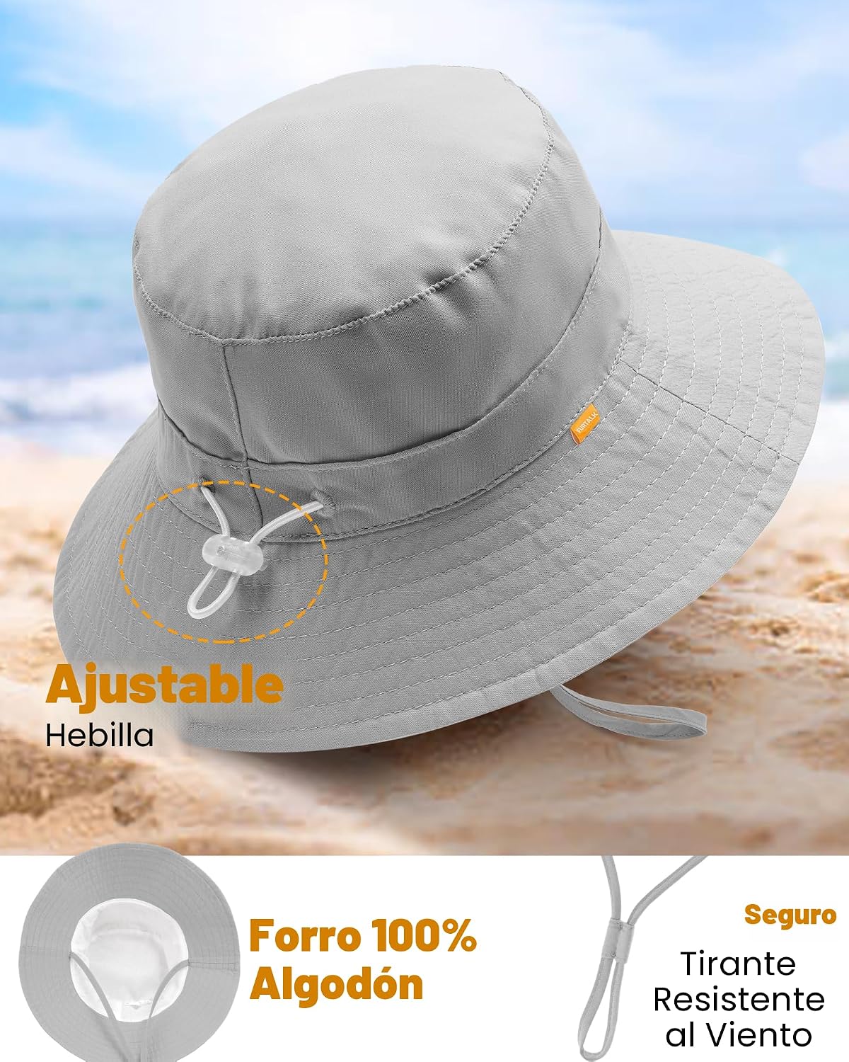 FURTALK Sombrero de sol para bebé, sombrero de pescador para niños...