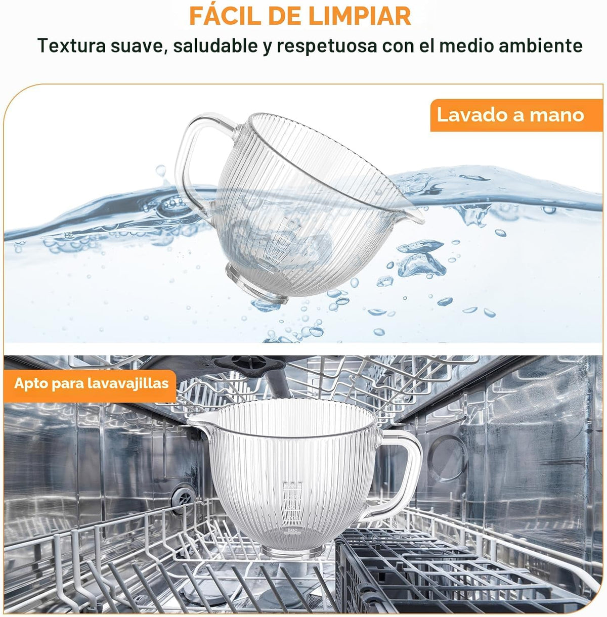 COFUN Tazón mezclador de vidrio para batidoras Kitchenaid con cabez...