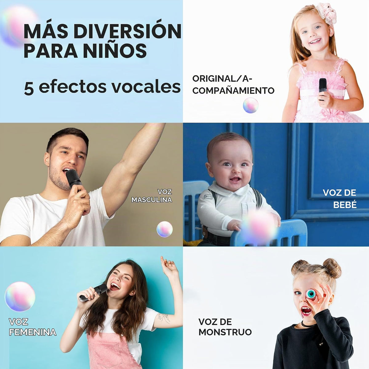 YLL Mini Máquina de Karaoke con 2 Micrófonos Inalámbricos, MEJORES...