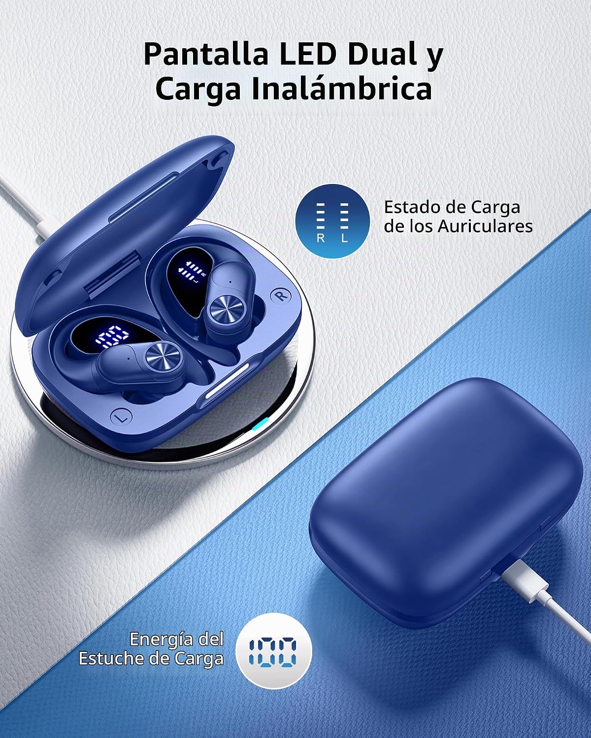 PocBuds Auriculares Bluetooth inalámbricos 80 horas de reproducción...