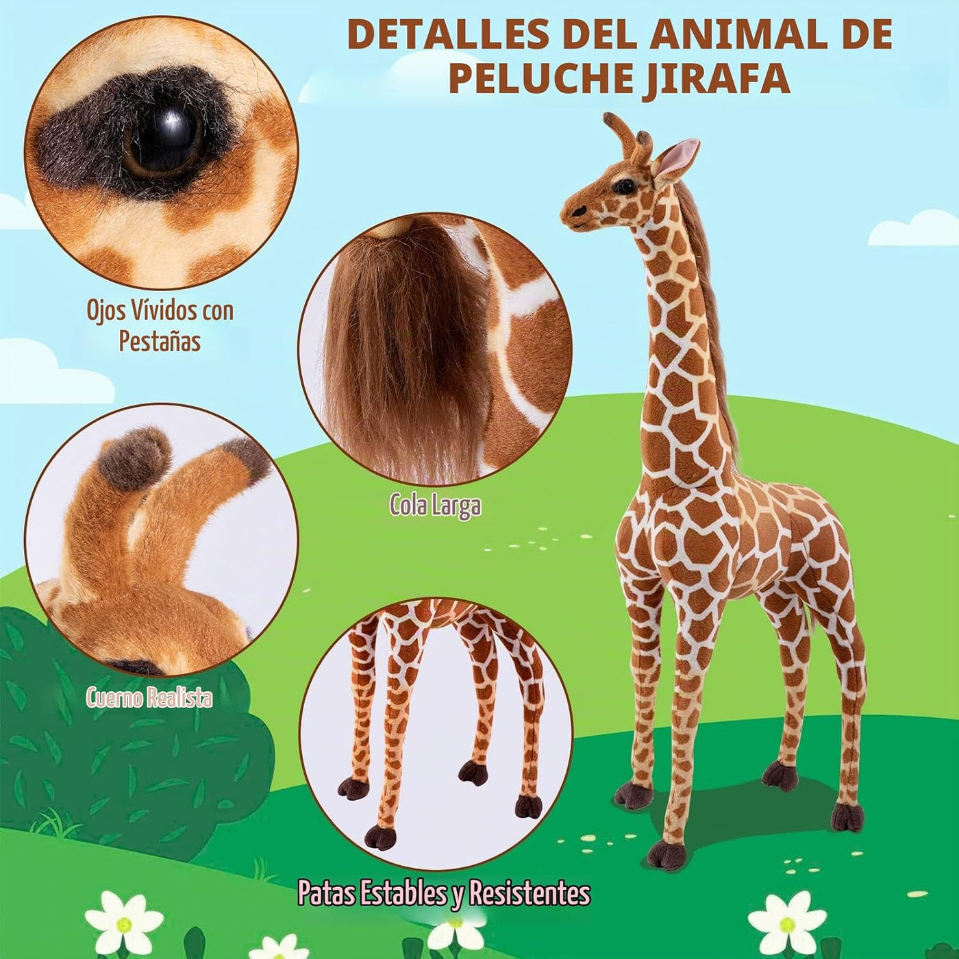 OHKIDS Juego de animales de peluche de jirafa grande de 47 pulgadas...