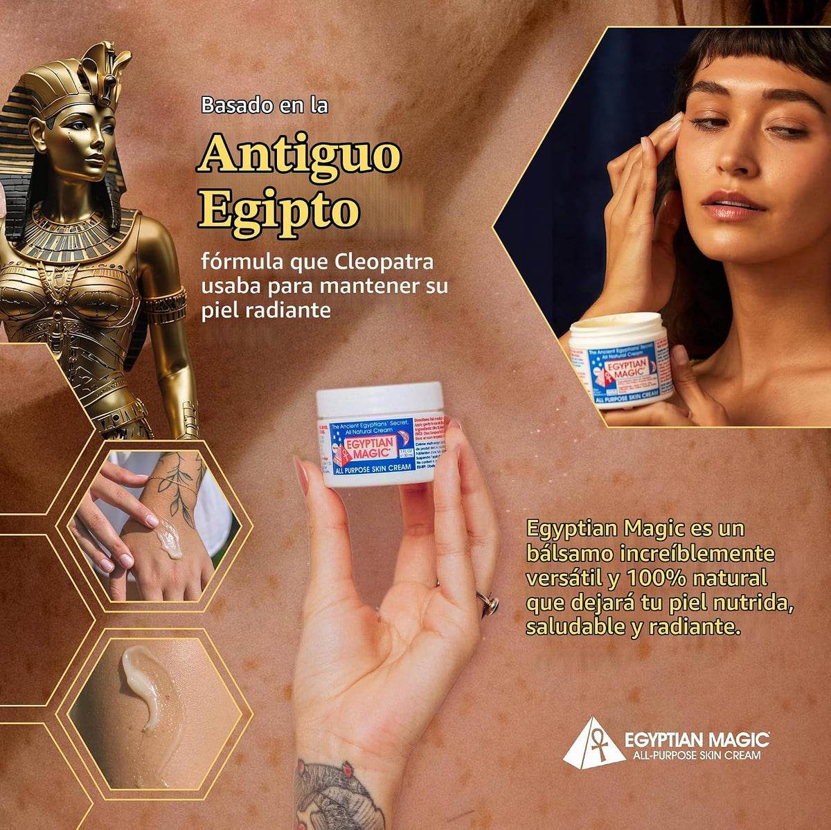 Magia egipcia - Crema hidratante multiusos para rostro, cuerpo y pi...