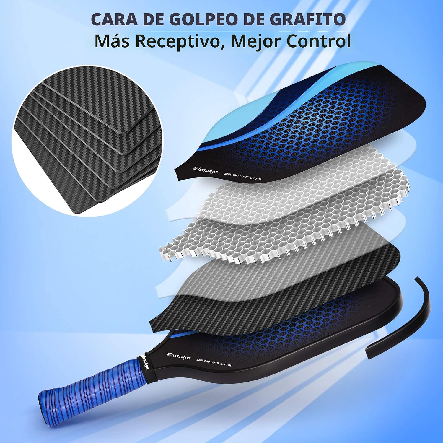 JoncAye Juego de 4 o 2 paletas de Pickleball, raquetas de fibra de...