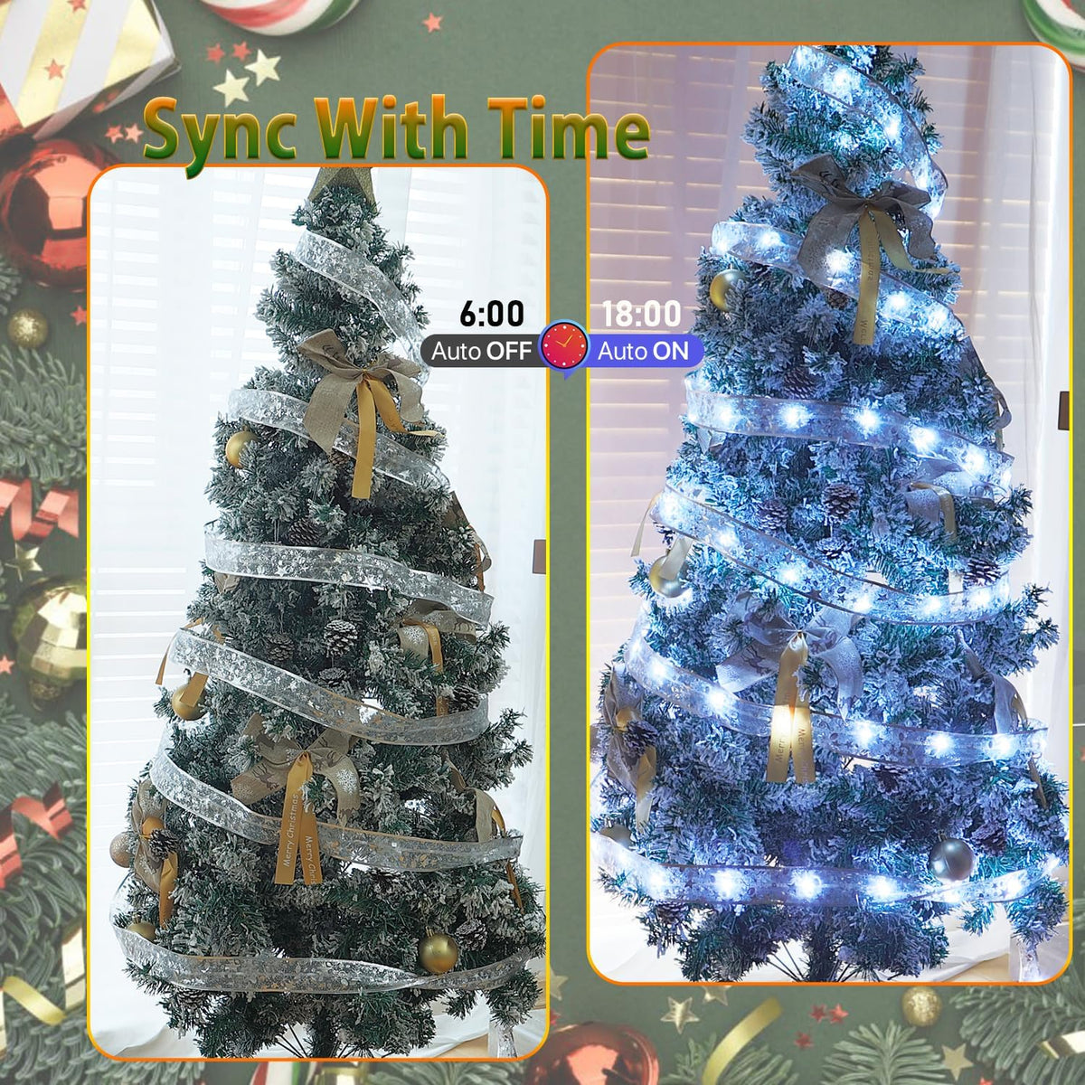 Lphianx Tira de luces inteligentes para árbol de Navidad, 33 pies,...