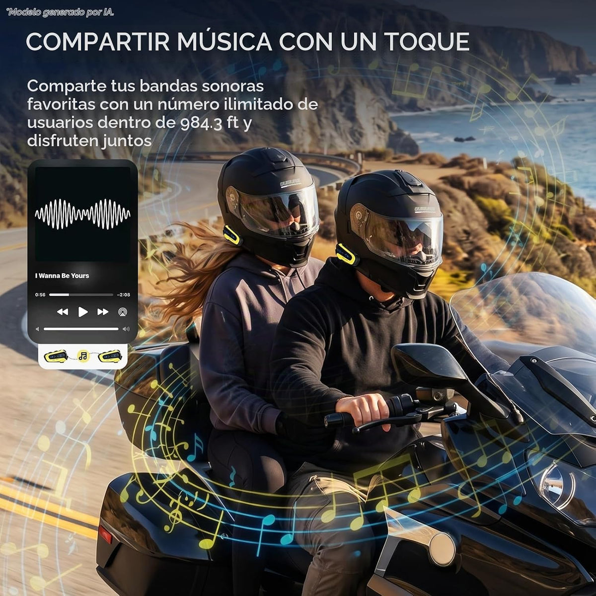 Oumurs N3X - Auriculares Bluetooth para motocicleta, sistema de com...