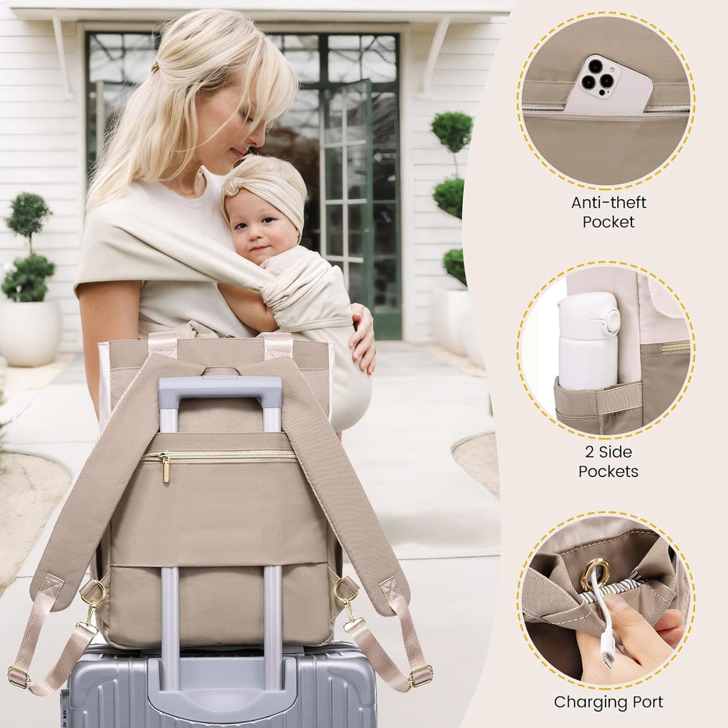 LOVEVOOK Mochila para Pañales, Bolsa de Pañales Tipo Tote con Bolsi...