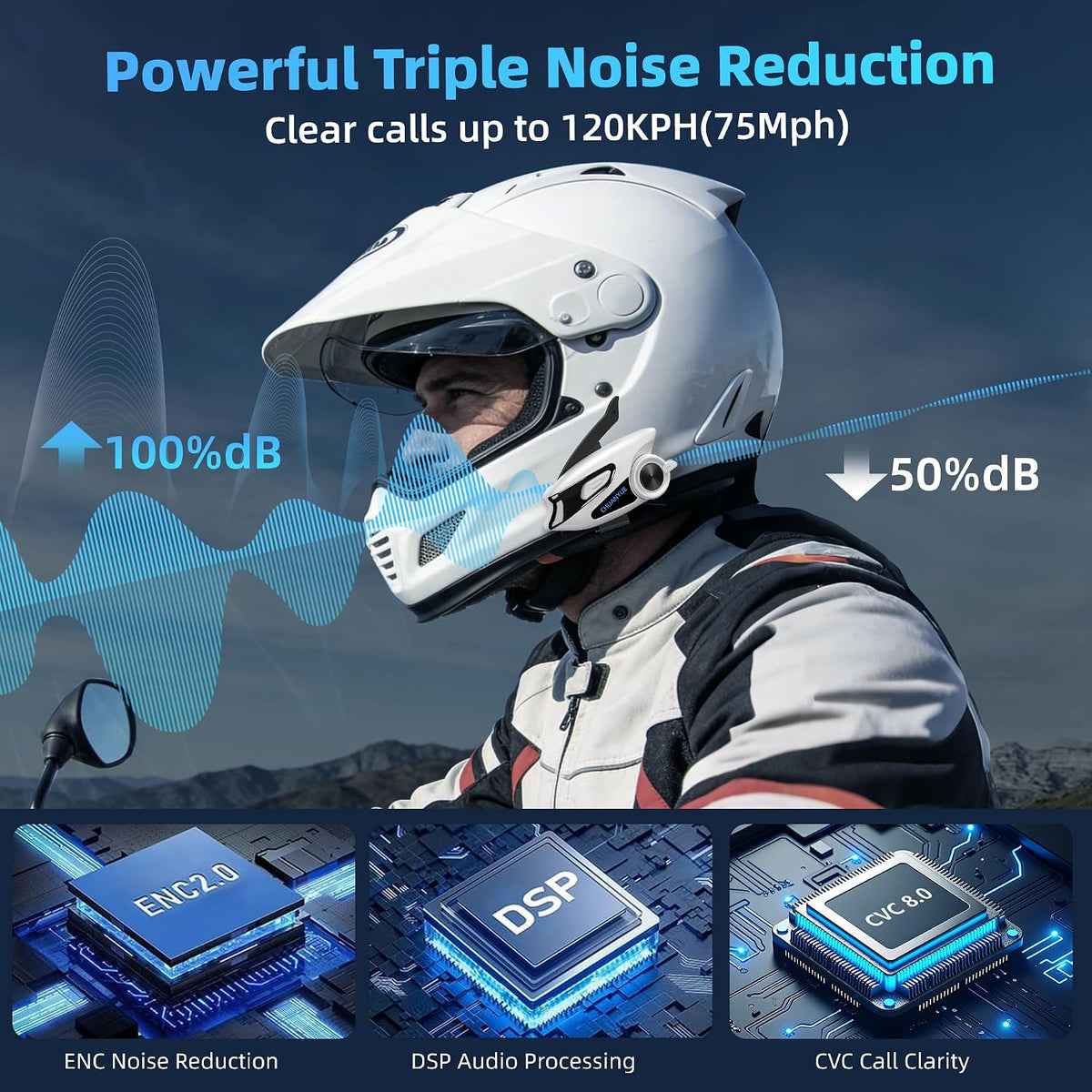 Auriculares Bluetooth para casco de motocicleta, altavoces de casco...