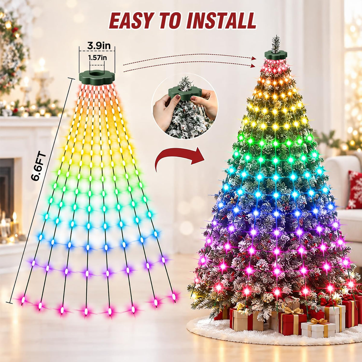 RUMCU LIFE Luces inteligentes para árbol de Navidad con temporizado...
