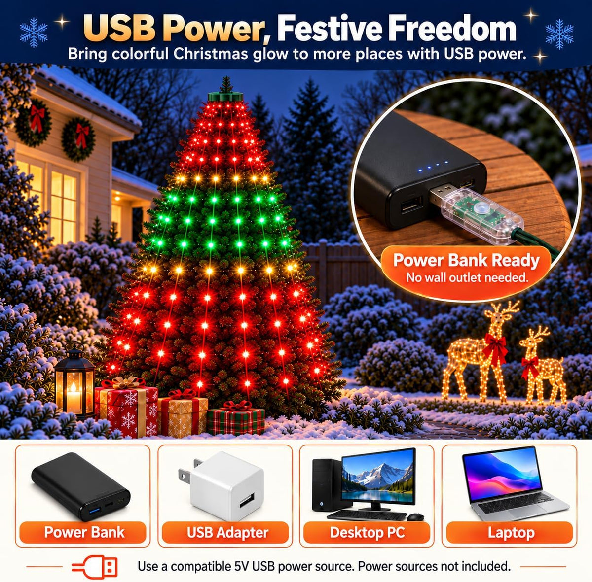 RUMCU LIFE Luces inteligentes para árbol de Navidad con temporizado...
