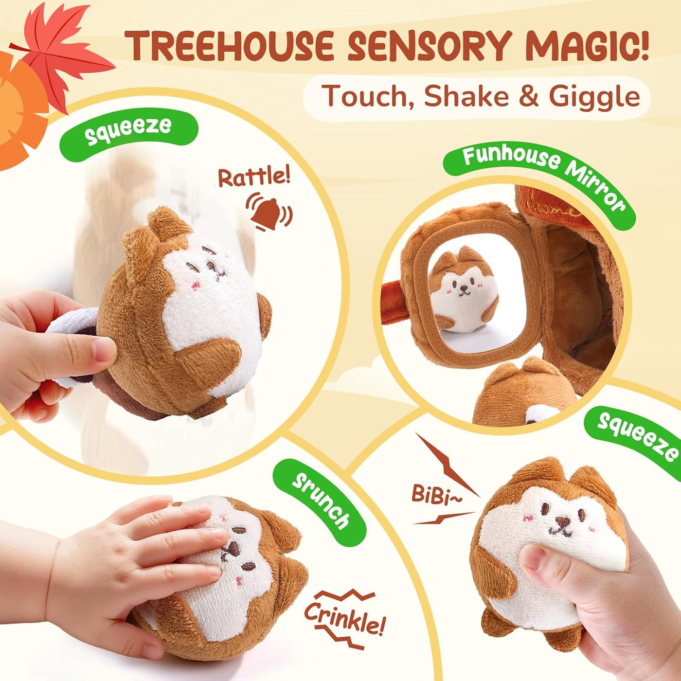 JoyCat Juguetes para bebés de 6-12 meses - Casa de árbol suave para...