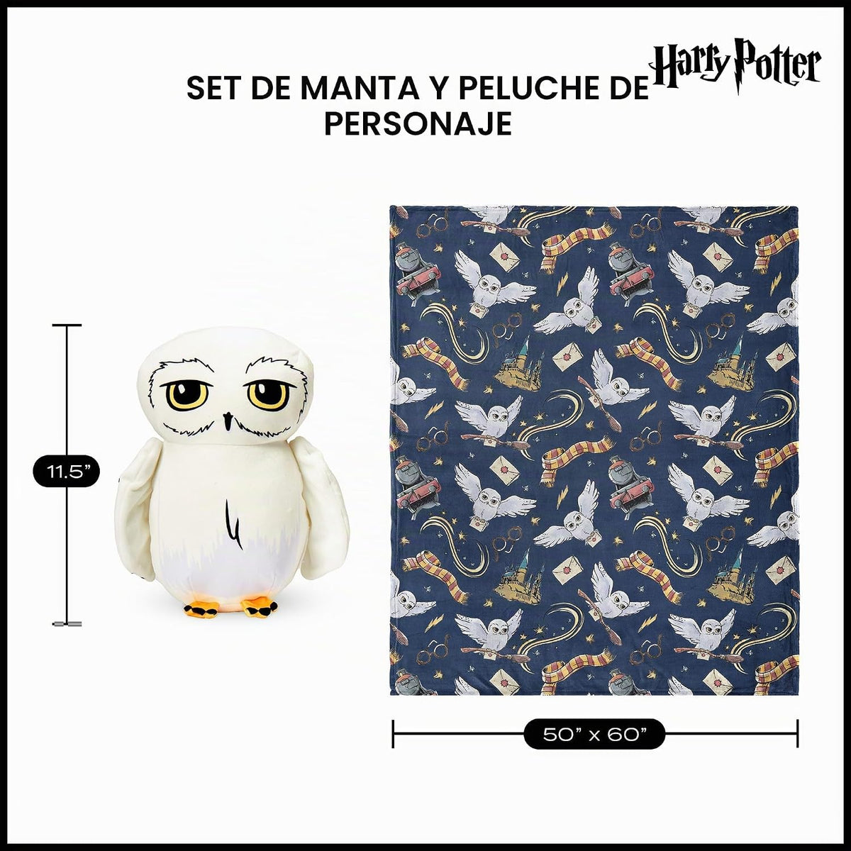 Northwest Harry Potter, Hedwig, juego de cobija y abrazadera de tac...