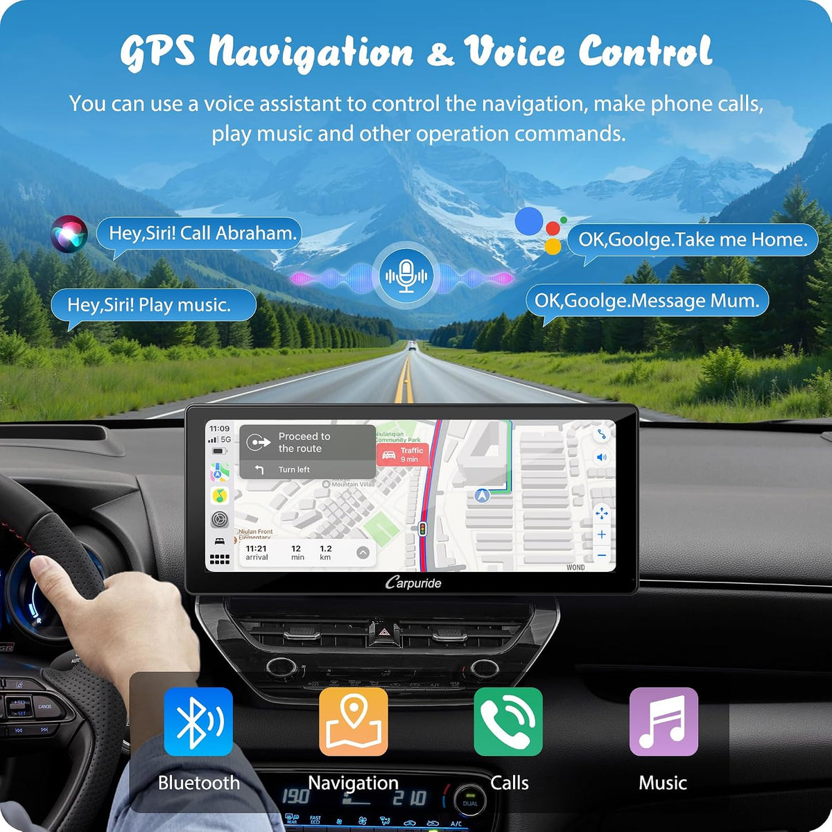 Carpuride W103 Pro 10.3" CarPlay Android Transmisor Bluetooth Auto...