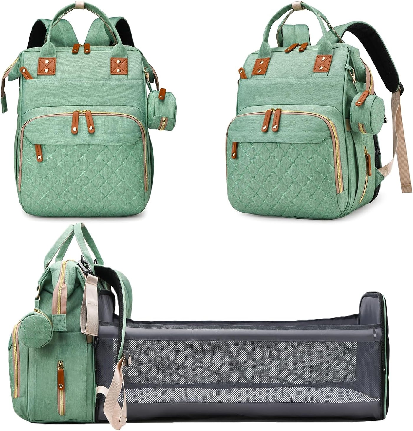 Bolsa de pañales con cambiador, mochila para bebé con cambiador ple...